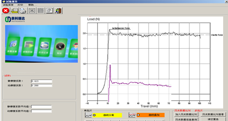 摩擦系數(shù)測試中靜與動(dòng)摩擦力曲線